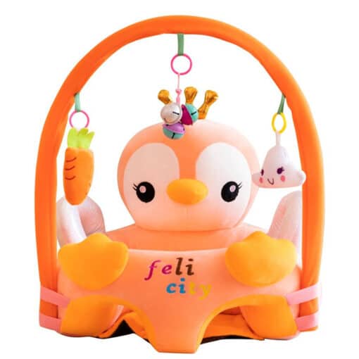 Learn to Sit with Back Support Baby Floor Seat with Toy Bar ORANGE PENGUIN.