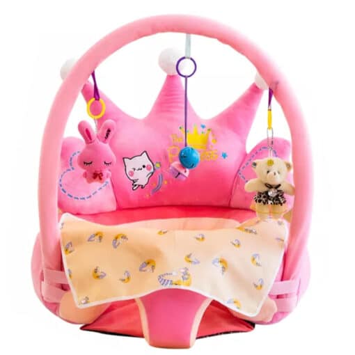 Learn to Sit with Back Support Baby Floor Seat with Toy Bar Pink Crown Princess.