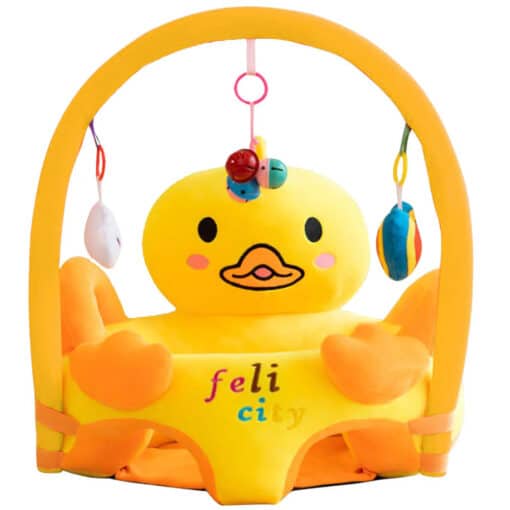 Learn to Sit with Back Support Baby Floor Seat with Toy Bar YELLOW ORANGE DUCK.