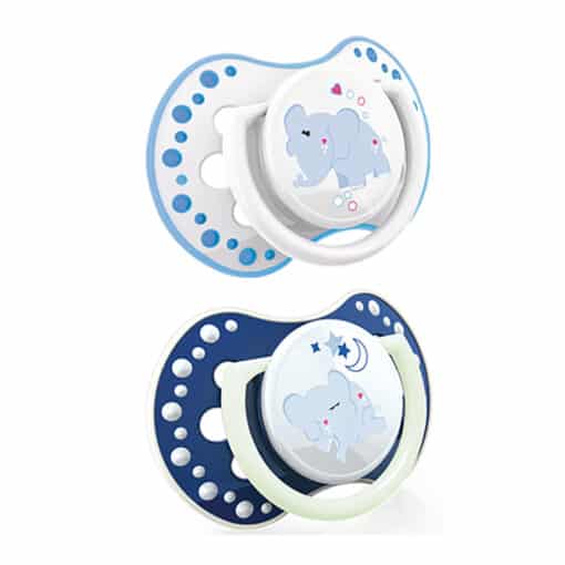 Lovi Silicone Dynamic Soother 03M 2 Pcs Night And Day Boy Elephant 22809