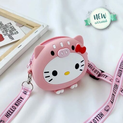 Mini Silicone Coin Purse with Long Straps Pink White Hello Kitty JCCP 12