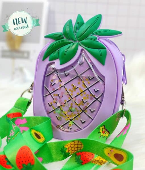 Mini Silicone Coin Purse with Long Straps Purple Fruit JCCP 42