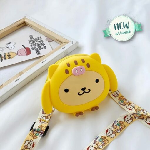 Mini Silicone Coin Purse with Long Straps Yellow Bear JCCP 09
