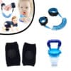 Pack of 3 Anti Lost Strap Knee Pad And Fruit Pacifier Random Colors