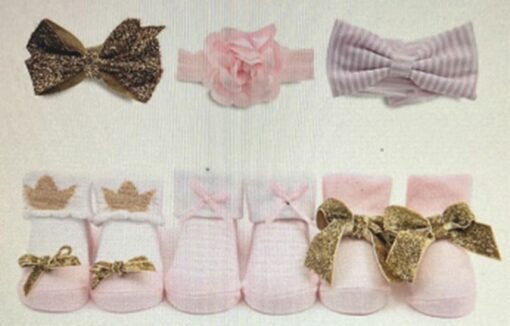 Pack of 3 Booties with Matching Headbands 12