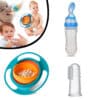 Pack of 3 Spoon Feeder Spill Bowl Finger And Tooth Brush Random Colors