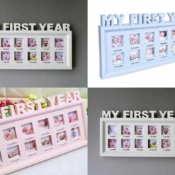 Photo Frame Artificial Board Baby My First Year Picture Frame Hanging Home Decoration Baby Shower Gift tile 1