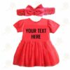Red Frock with Headband with BLACK Customised Text 1
