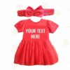 Red Frock with Headband with WHITE Customised Text 1