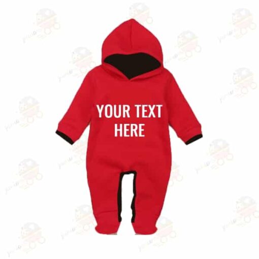 Red Jump Suit with WHITE Customised Text 1