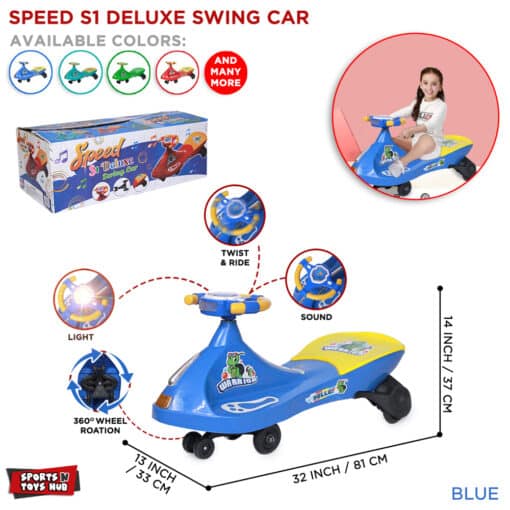 S1 Deluxe Twist Swing Auto Moving Car YELLOW BLUE. RI