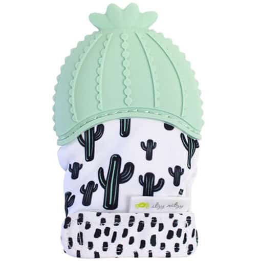 Silicone Baby Teething Mitten Green Cactus.