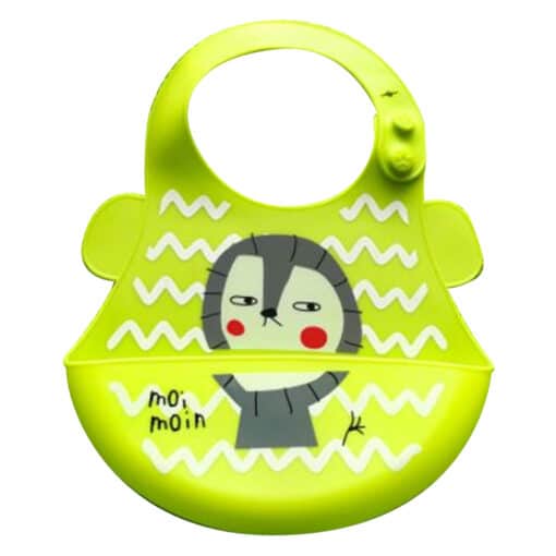Silicone Water Proof Bib with Food Catcher Tray Green HedgeHog.