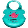 Silicone Water Proof Bib with Food Catcher Tray Green Pink Elephant.
