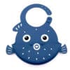 Silicone Water Proof Bib with Food Catcher Tray Navy Blue Fish.