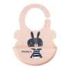 Silicone Water Proof Bib with Food Catcher Tray Pink Gray Rabbit.