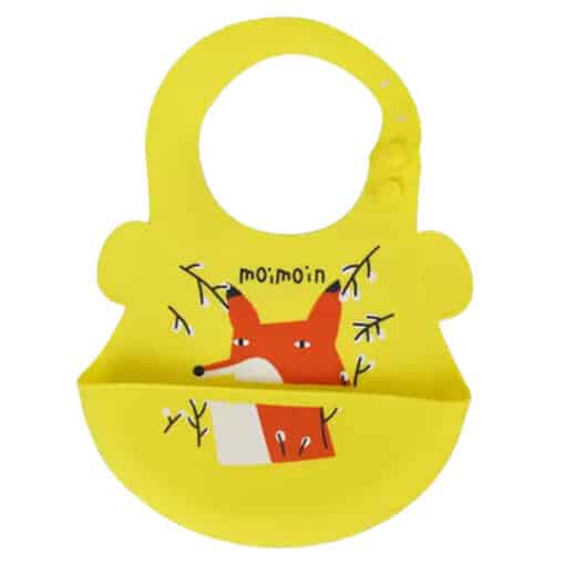 Silicone Water Proof Bib with Food Catcher Tray Yellow