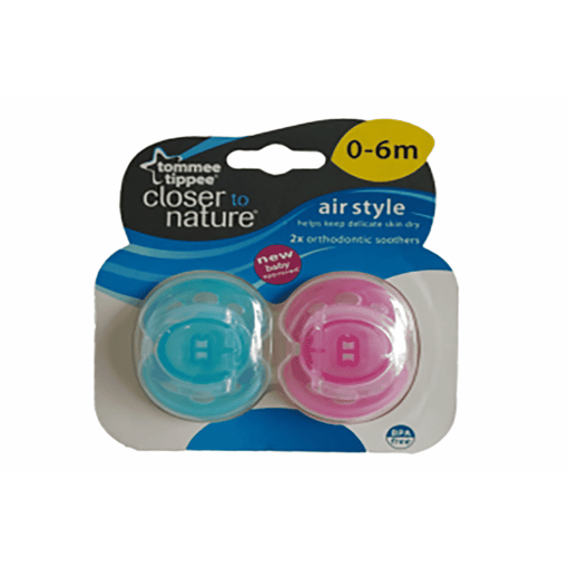 Tommee Tippee Pack of 2 Air Soother 0 6M With Case 433376 1