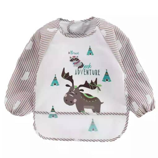 Water Proof Gown Style Bib Grey Hippo