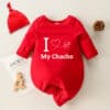 Full Body Romper with Cap I Love My Chacho Red