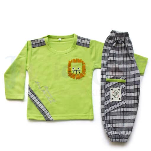 Komfy NBB078 Unisex 2pcs Pajama Set Lion Green 1 2 Years