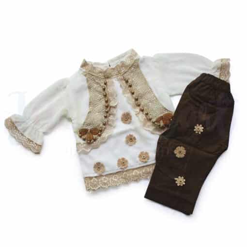 Komfy NBG021 Baby Fancy Suit 2pcs White Brown 1 2 Years
