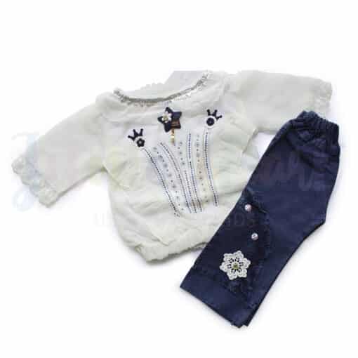 Komfy NBG022 Baby Fancy Suit 2pcs White Blue 1 2 Years