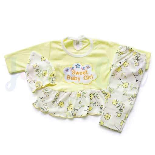 Komfy NBG098 Baby Printed 3pcs Set Sweet Baby Yellow 0 6 Months
