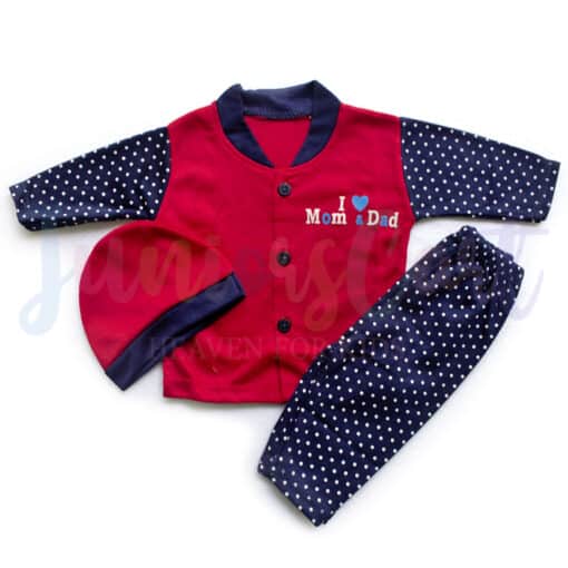 Komfy NBN055 Newborn Unisex 3pcs Suit Navy Blue Polka