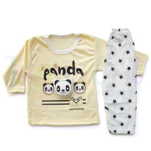 Komfy NBN073 Unisex 2pcs Pajama Set Panda Yellow 1 2 Years
