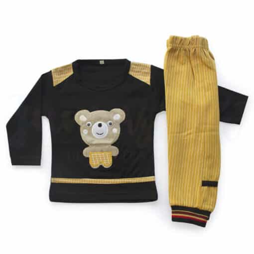 Komfy NBN104 Unisex 2pcs Pajama Set Bear Black Yellow 1 2 Years