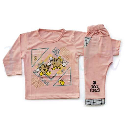Komfy NBN108 Unisex 2pcs Pajama Set Pac Man Pink 1 2 Years