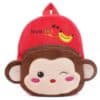 Cute Mini Children School Plush Bag Monkey Brown Red