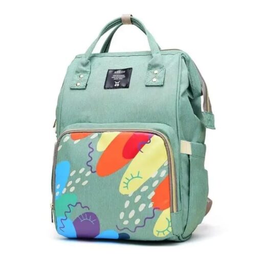 Water Proof Travel Diaper Bag Pack Printed Sea Green