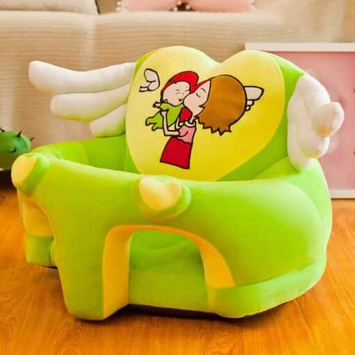 Learn to Sit with Back Support Baby Floor Seat Heart Wings Green