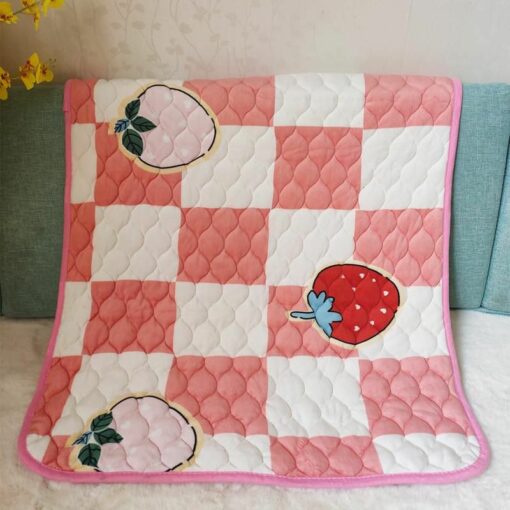 Baby Quilted Blanket Pink And White Cherry