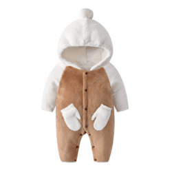 Fleece Hoodie Full Body Suits Brown Gloves REF