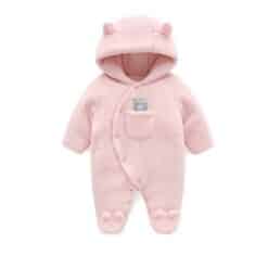 Fleece Hoodie Full Body Suits D Shape Pink Bear